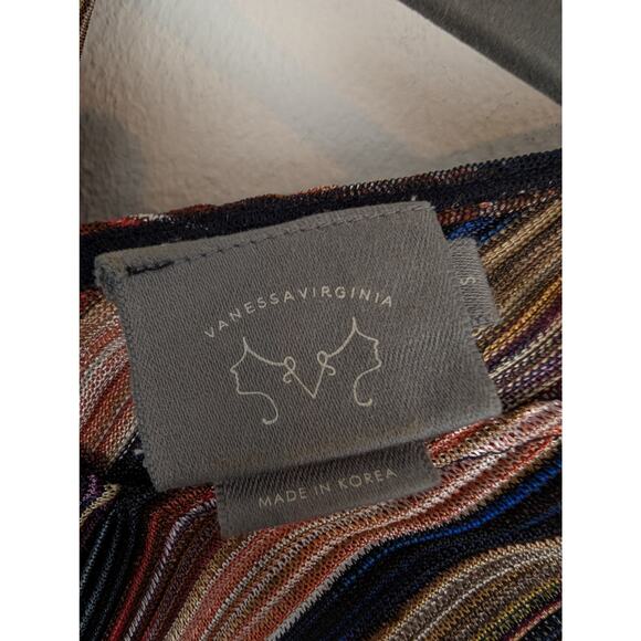 Anthro Vanessa Virginia Top Bienville Metallic Striped Flutter Glam Black Size S - Picture 10 of 12